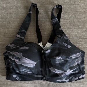 Victorias Secret front zip Women's Black and Gray Sports Bra 34DD